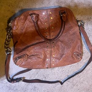 Womens MICHEAL KORS Tan Leather Studded Satchel Bag